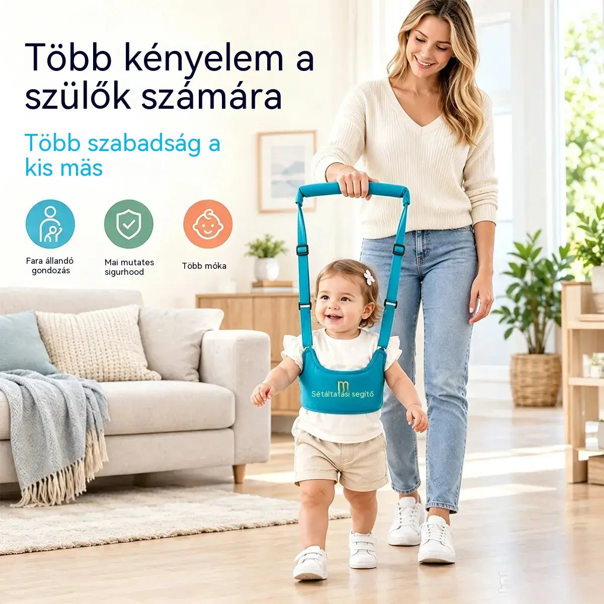 👶🍼 Walking Learning Hám | 2 az 1-ben pánt babáknak, kényelmes, lélegző és leesésgátló