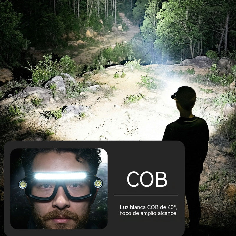 👓Linterna frontal COB para gafas, luz de trabajo protectora, linterna frontal de alta intensidad para exteriores, recargable por USB.