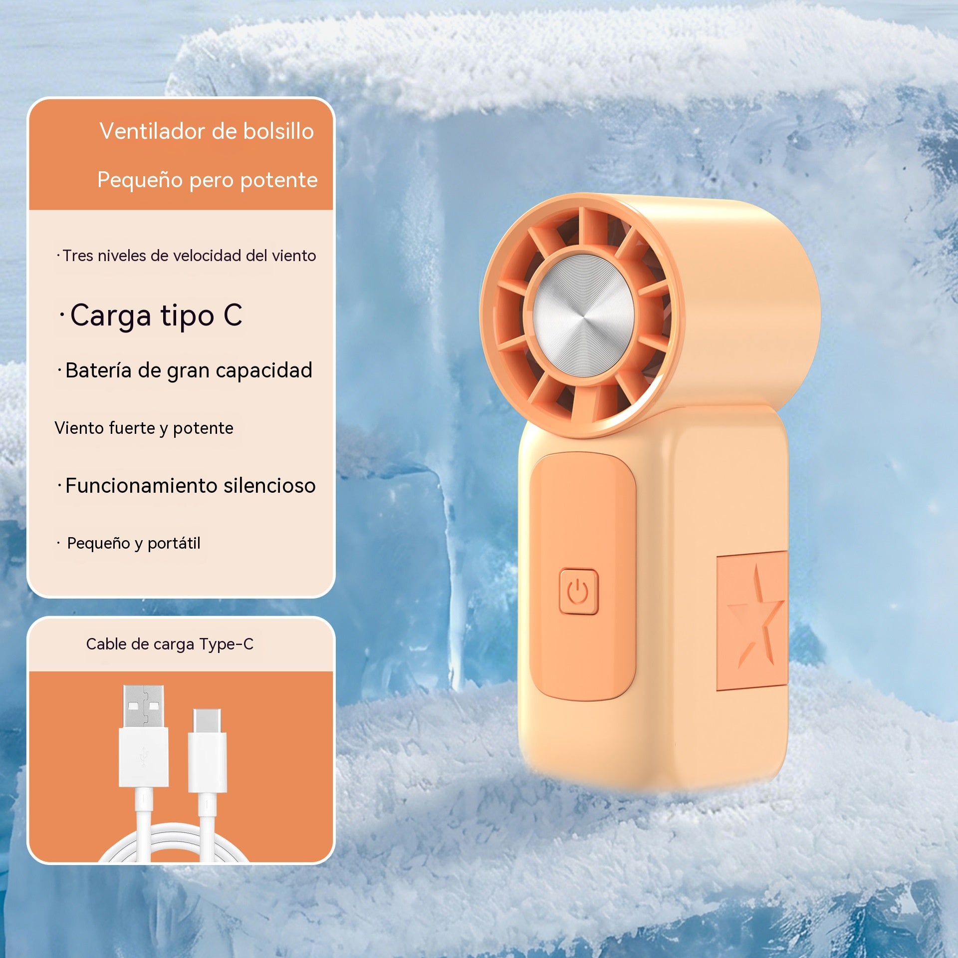 ☀️¡Imprescindible para el verano! Mini ventilador portátil ligero, de alta velocidad y larga vida útil. 🔋Compatible con carga USB.