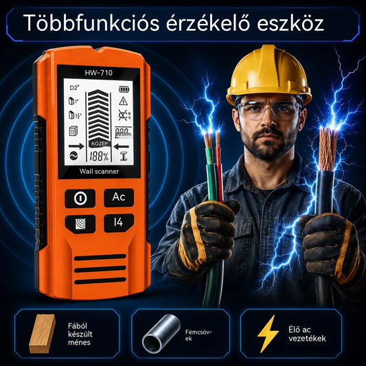 🔍Többfunkciós fém-, fa- és kábelkereső; biztonságosan és pontosan megtalálja a rejtett csöveket és kábeleket.