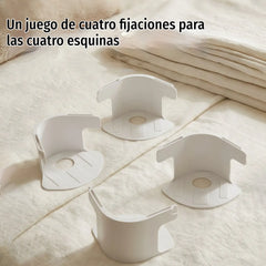 Juego de 4 piezas-28€-Sujetadores de sábanas: clips antideslizantes, invisibles y sin agujas que fijan las sábanas y las sábanas bajeras por las esquinas para evitar que se muevan.