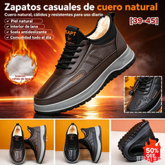【39-45】Zapatos deportivos casuales de invierno impermeables de cuero genuino para hombre, suela de terciopelo suave, nuevo estilo
