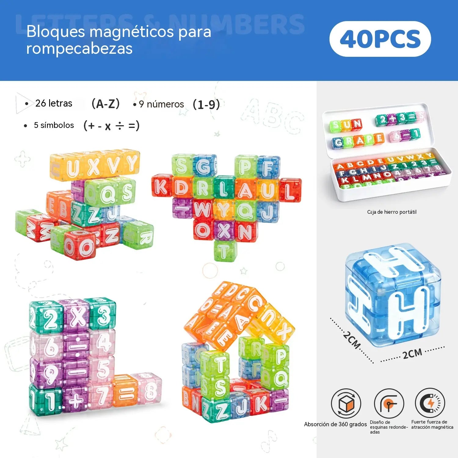 📢📢¡40% de descuento por tiempo limitado! 【40 bloques de construcción + caja de almacenamiento】⏰Bloques magnéticos de construcción de letras y números para niños