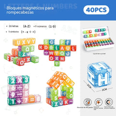 📢📢¡40% de descuento por tiempo limitado! 【40 bloques de construcción + caja de almacenamiento】⏰Bloques magnéticos de construcción de letras y números para niños