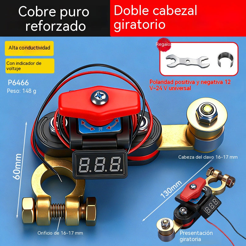 👍👍Interruptor de desconexión de batería giratorio universal de 360° para automóviles. Nuevo interruptor de desconexión de batería de latón de alta potencia con protección contra fugas.