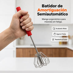 🥳（2 piezas）🥚💪 ¡50% de descuento! Batidor de huevos manual semiautomático: presiona y gira, sin electricidad. Bate huevos y nata en segundos. ¡Cuida tus muñecas! ✨🧁
