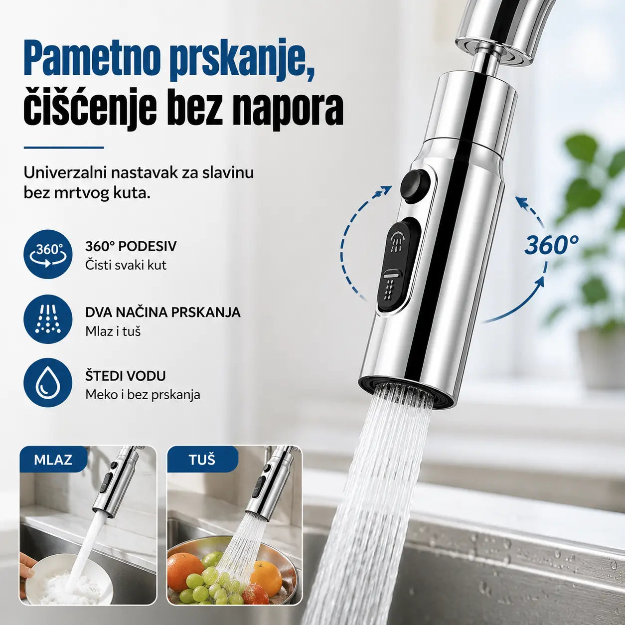🚰🔥Mlaznica filtera za slavinu koja se okreće za 360°