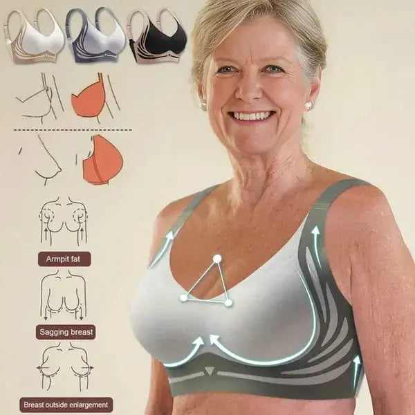 ❤️ Minden idők legalacsonyabb árú [3 db-os] Magasan rugalmas, varrásmentes, plus size push-up melltartó ❤️ [40–85 kg]