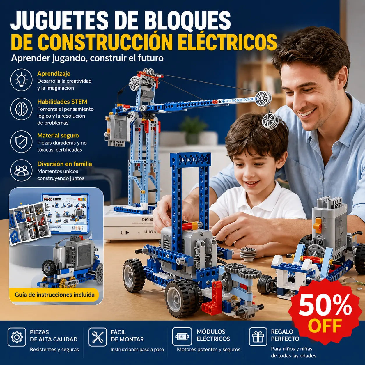 🤖🧩 【50% de descuento por tiempo limitado】Robot constructor eléctrico tipo LEGO para niños