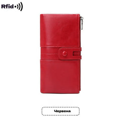 🔥50% de descuento💼 Cartera retro multifuncional de piel encerada para mujer, con diseño de doble cremallera y función antirrobo RFID.