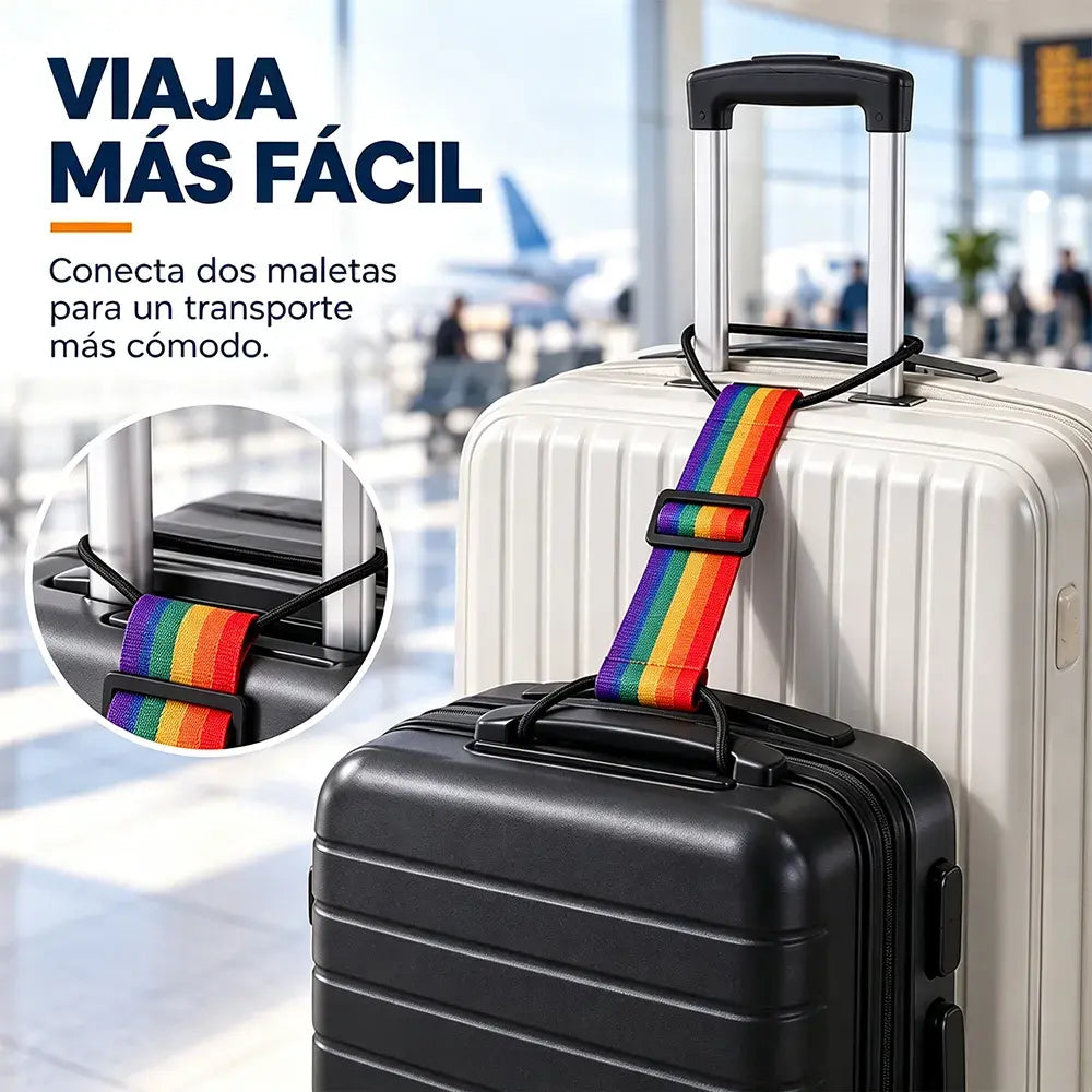 🧳【4 unidades a 23 euros】✨ Correa de Amarre Ajustable para Maletas | Cinta de Seguridad Cruzada para Equipaje | Refuerzo de Viaje 🔒