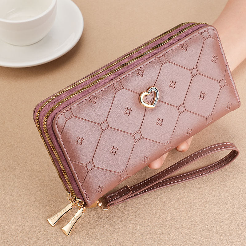 👛 Nueva billetera de gran capacidad con doble cremallera y diseño patchwork 2026