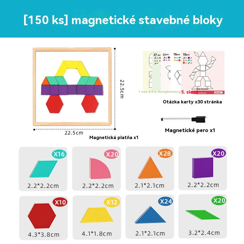 🔥【150 piezas】👶🧩Juguete de rompecabezas tangram de madera magnético, entrenamiento cerebral y juguete educativo para niños, estimula el pensamiento
