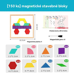 🔥【150 piezas】👶🧩Juguete de rompecabezas tangram de madera magnético, entrenamiento cerebral y juguete educativo para niños, estimula el pensamiento