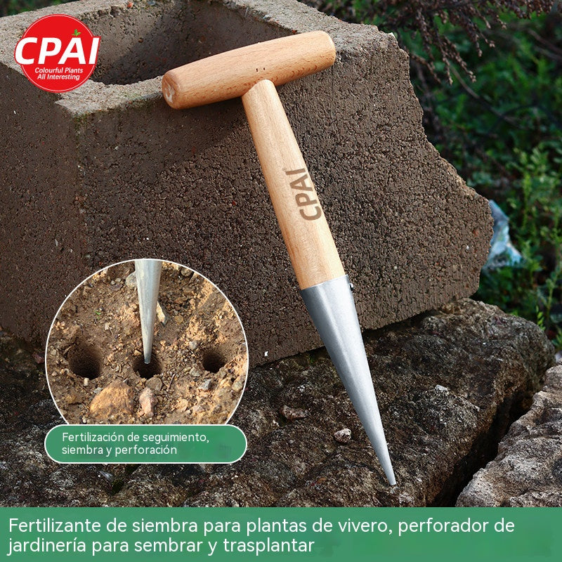 【Compra 1 y llévate 1 gratis】Perforadora con mango de acero inoxidable para sembrar y trasplantar plántulas.