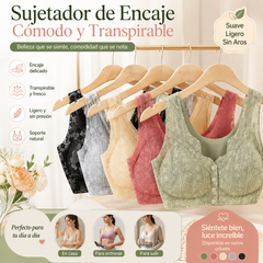 😍Compra 1 y llévate 1 gratis❤️【40-100 kg】2026 Nuevo sujetador de cierre frontal sin aros para mujer, tirantes sin costuras, push-up y antiflacidez-