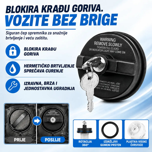 🚗🔒Čep spremnika goriva za teške uvjete rada, koji se može zaključati (s ključem)