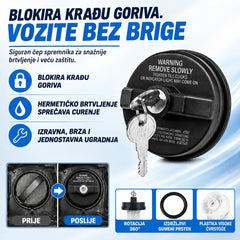 🚗🔒Čep spremnika goriva za teške uvjete rada, koji se može zaključati (s ključem)