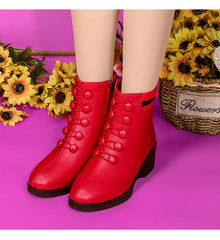💟【45% DE DESCUENTO】👢【35-41】Botas de tacón inclinado de cuero suave populares de otoño e invierno para mujer