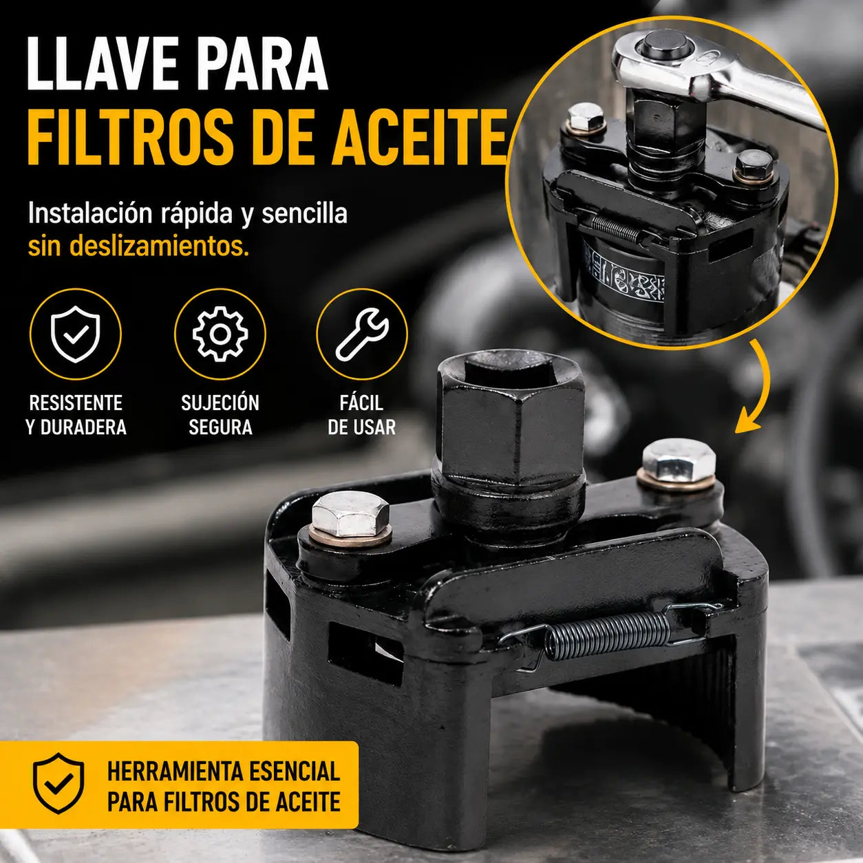 🔥【60-80mm】🚗Llave de extracción de filtro de automóvil ajustable en forma de U