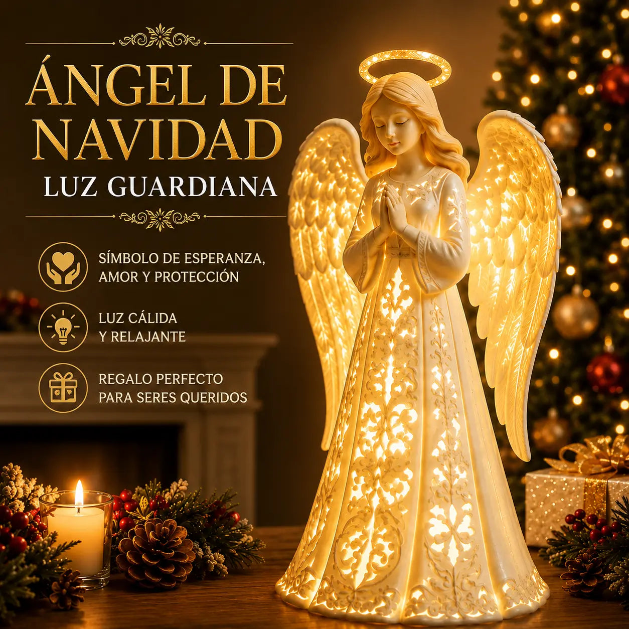 😇Luces navideñas de ángeles guardianes: símbolos de esperanza, amor y protección.