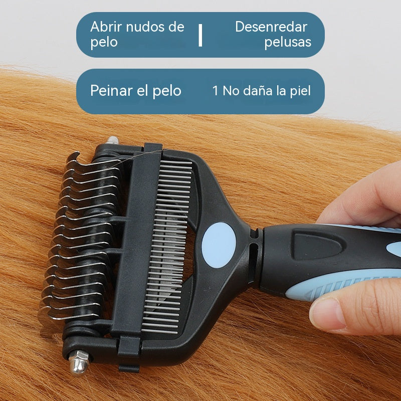 Peine multifuncional 3 en 1 para desenredar el pelo de mascotas, peine para eliminar el pelo de perros y gatos.