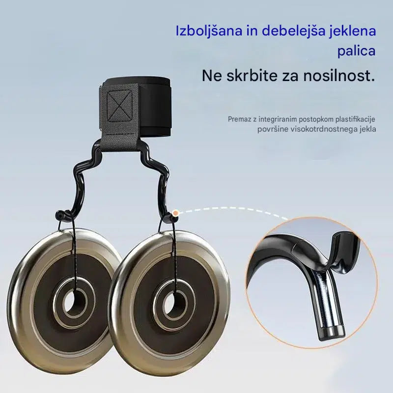 🔥Komplet dveh fitnes kavljev za bodybuilding in dvigovanje uteži, 125 mm razširjena opora, nedrseči zapestni trakovi, nosilnost 250 kg za zgibe in mrtvi dvig.