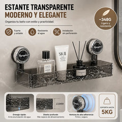 🧼🫧Estante de almacenamiento con ventosas sin necesidad de taladrar, ideal para cocinas y baños.