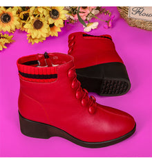 💟【45% DE DESCUENTO】👢【35-41】Botas de tacón inclinado de cuero suave populares de otoño e invierno para mujer