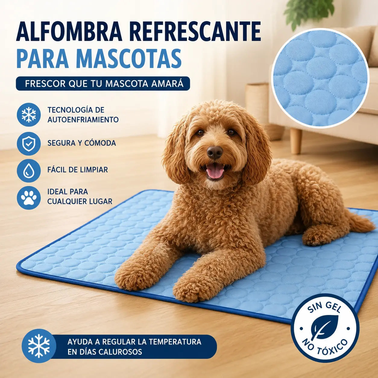 🧊⚡ ¡Rebajas de verano! Alfombrilla refrescante para mascotas (sin agua) – Tejido Oxford transpirable, apta para cualquier cama o jaula.