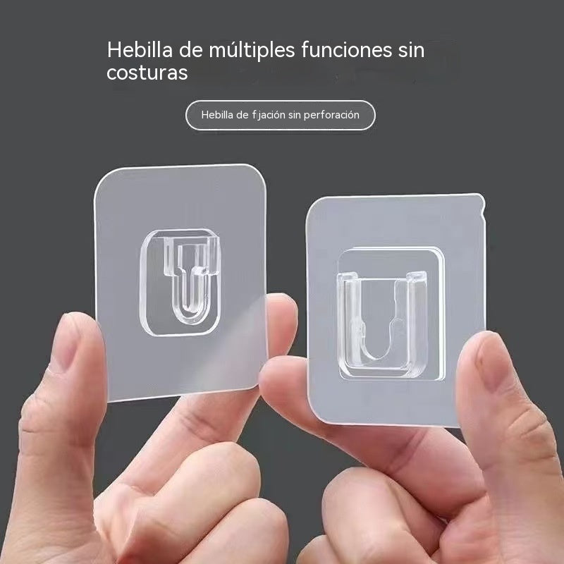 【30 pares】Clip sin taladrar, gancho adhesivo impermeable, gancho transparente