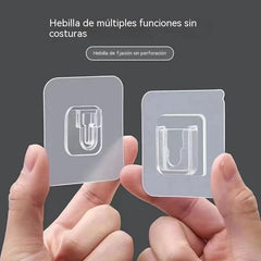 【30 pares】Clip sin taladrar, gancho adhesivo impermeable, gancho transparente