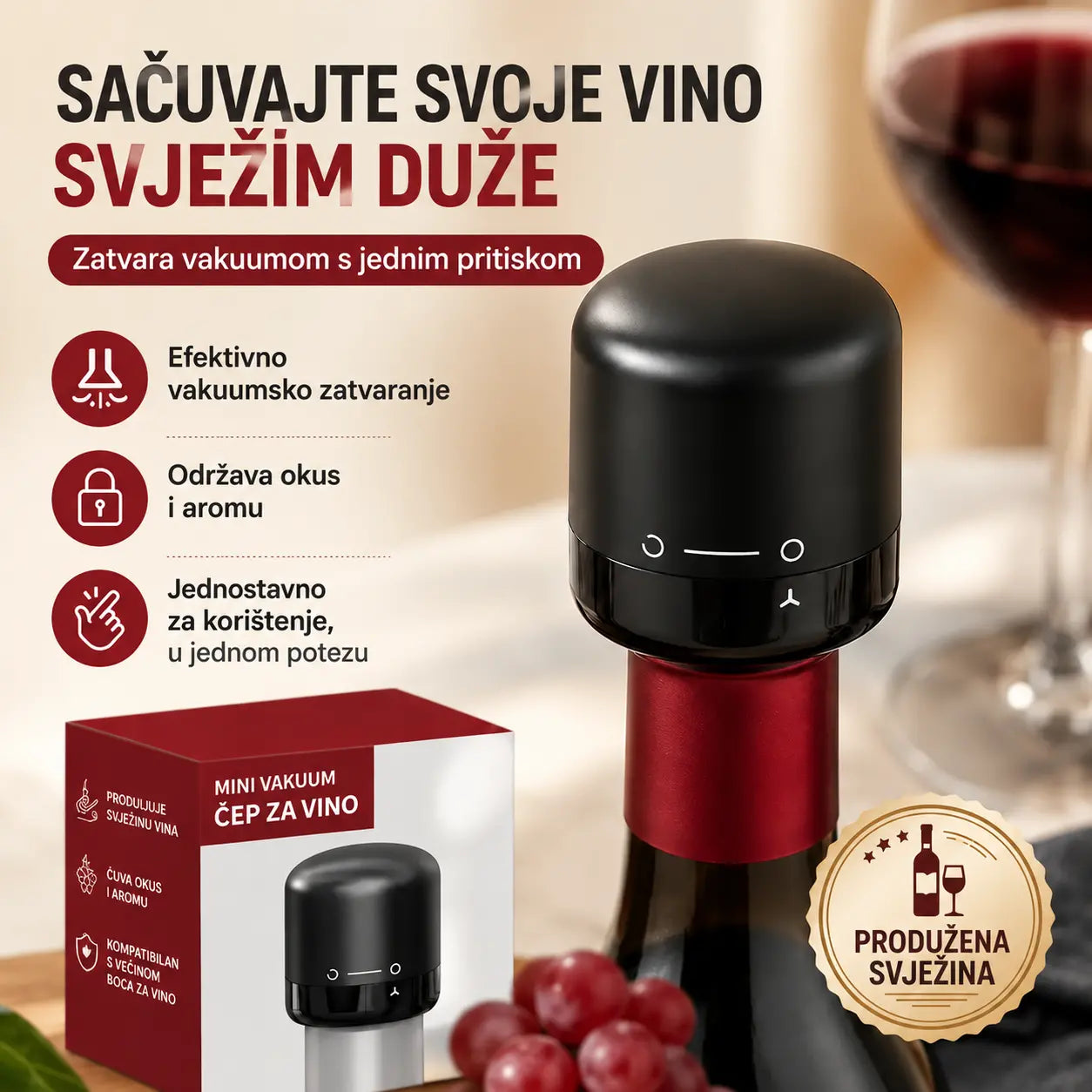 🔥4 komada⏰🔥Vremenski ograničena ponuda! 🍾Vakuumski čepovi za vinske boce🥳🍴