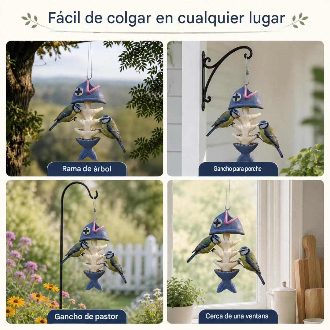 🐟🐦Comedero colgante creativo con forma de esqueleto de pez