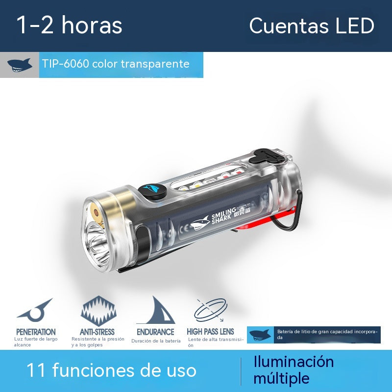 ✨☀️Una linterna compacta de alta intensidad con luz lateral multifuncional. Se carga rápidamente mediante USB-C, es portátil y tiene una batería de larga duración.