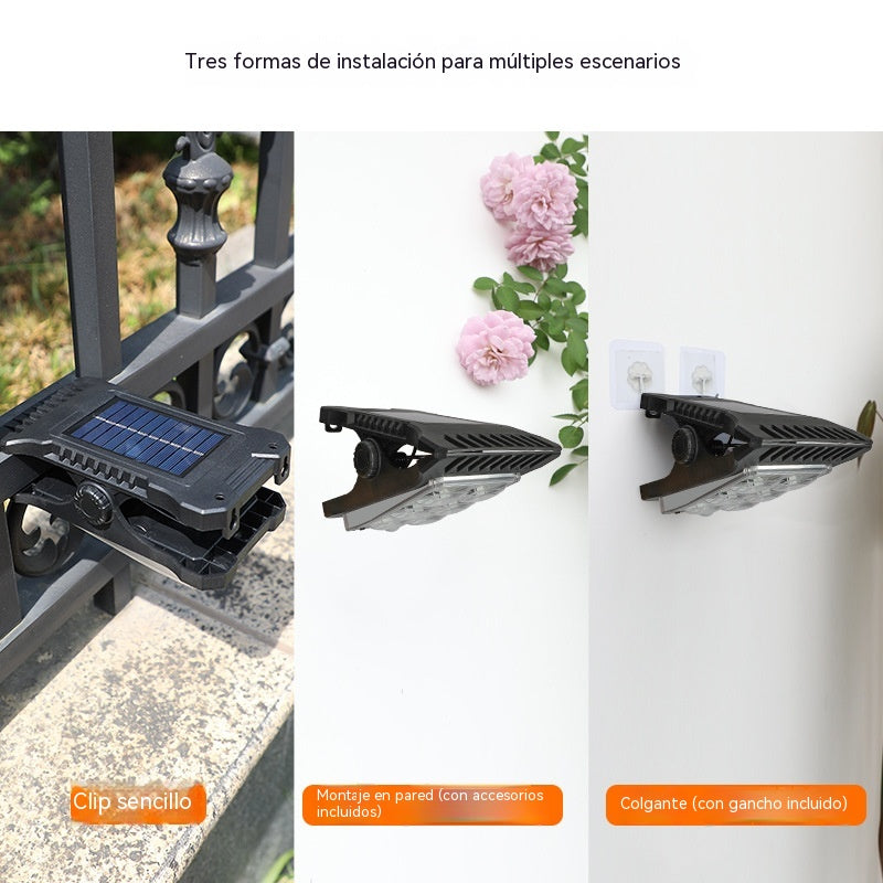 💥Luz solar con sensor de cuerpo humano y clip, resistente al agua