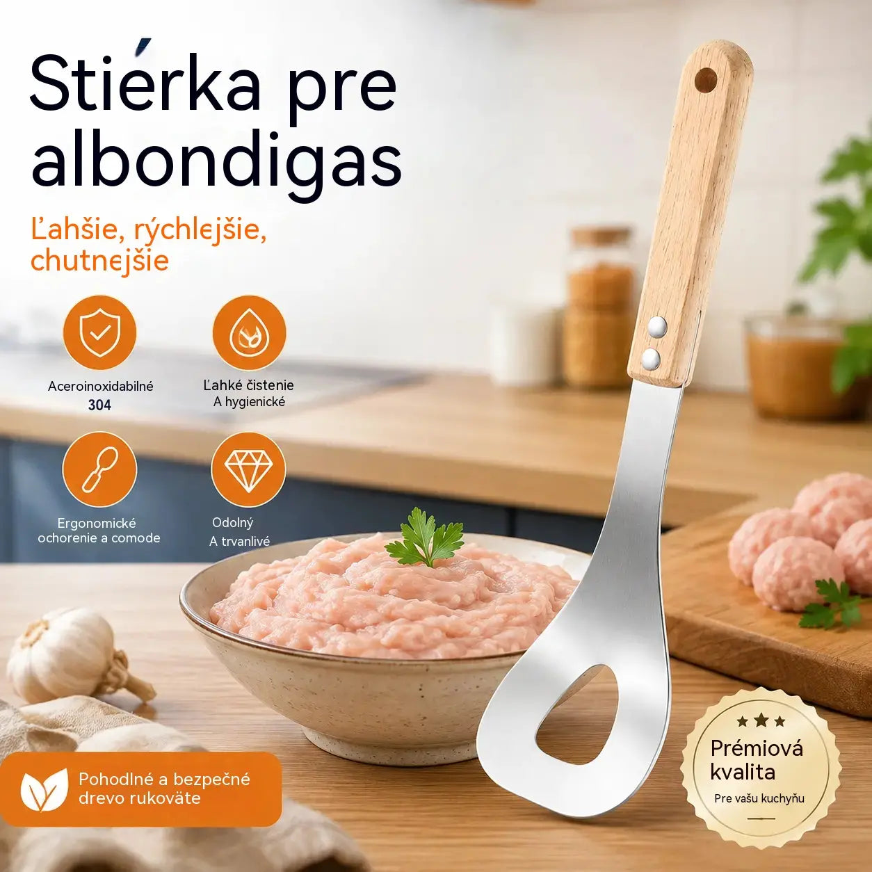 🍖【2 kosa】Kalup za mesne kroglice iz nerjavečega jekla 304 - Idealen za izdelavo mesnih in ribjih kroglic, kot nalašč za domačo kuhinjo 🥄