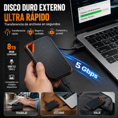 【Último día 🔥50% de descuento】💥【8TB】 Disco duro móvil de alta velocidad y gran capacidad