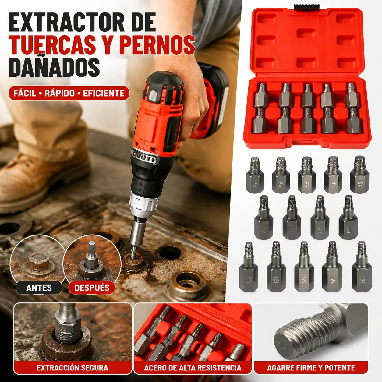 🧰💥【¡50% de descuento durante los últimos tres días】👍Extractor de tuercas de cabeza dividida