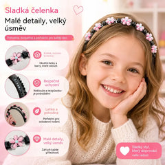 👑【5dílná sada】Ozdobné tyčinky do vlasů, sponky a stuhy do copů pro dívky