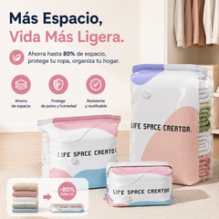 🧳【Juego de 5 piezas】💨 Bolsa de almacenamiento al vacío grande y compresible: no requiere bomba, es a prueba de fugas e ideal para ahorrar espacio en maletas y en casa ✈️