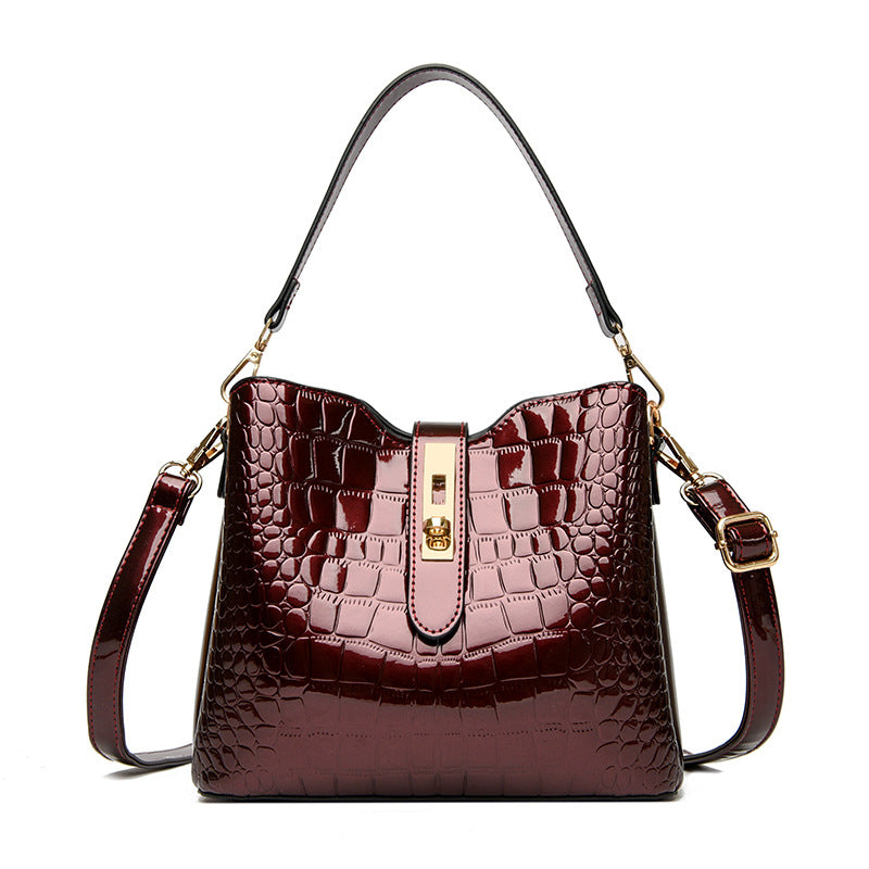 👜 ¡TIEMPO LIMITADO: 50% DE DESCUENTO! ✨ Bolso de mano brillante para mujer con estampado de cocodrilo: estructurado, detalles dorados, espacioso y elegante 💼