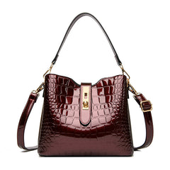 👜 ¡TIEMPO LIMITADO: 50% DE DESCUENTO! ✨ Bolso de mano brillante para mujer con estampado de cocodrilo: estructurado, detalles dorados, espacioso y elegante 💼