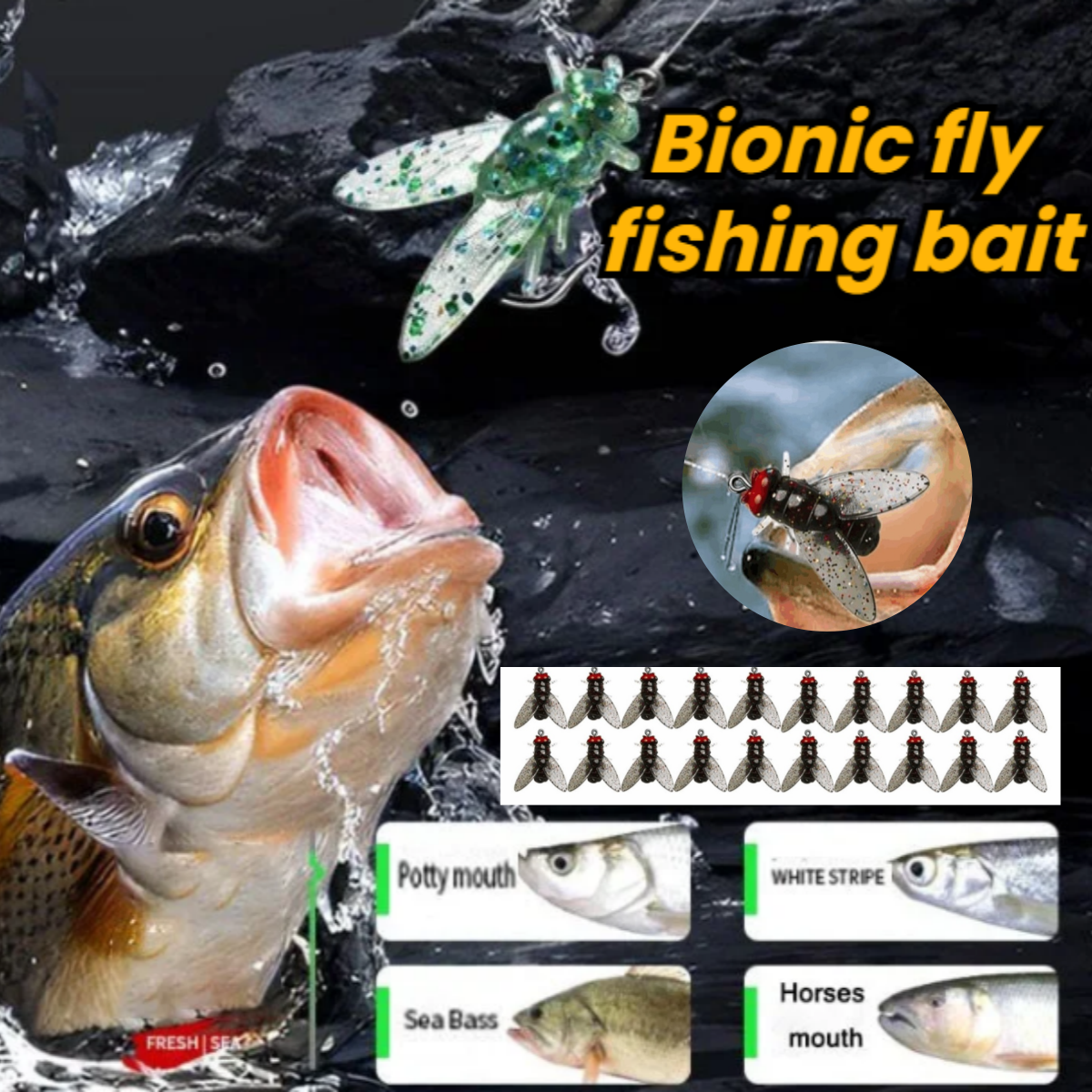 🔥【Último día con 50% de descuento】Señuelo universal para pesca con mosca biónica (20 unidades por paquete), sabor intenso, muy atractivo 👍