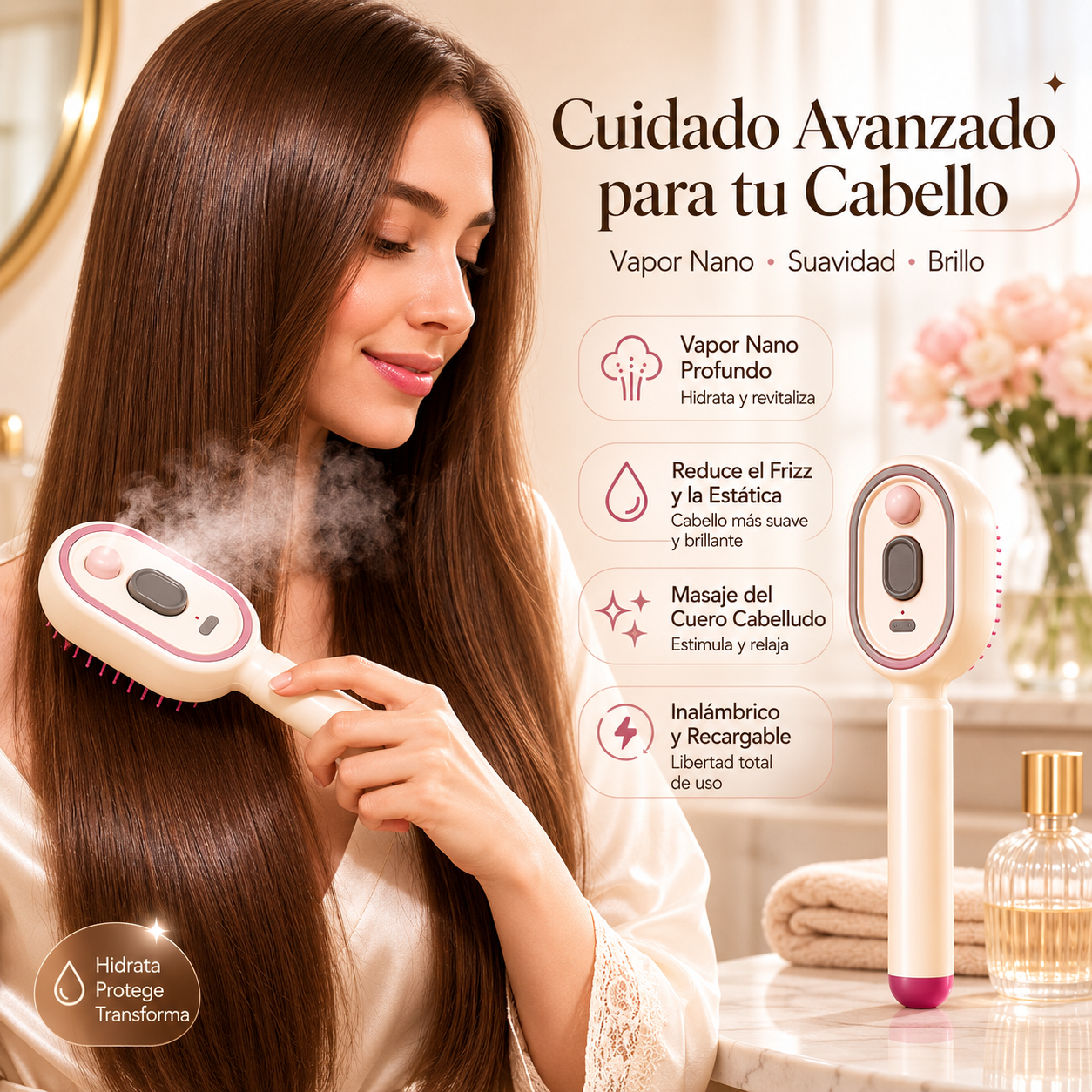 ⚡💨 Pulverizador eléctrico con peine de masaje y cojín de aire