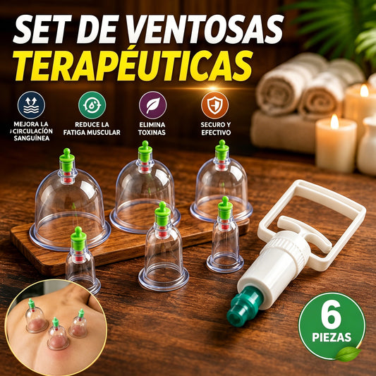 🧬 Kit de terapia con ventosas al vacío – Engrosado, bomba de succión, transparente 🩺