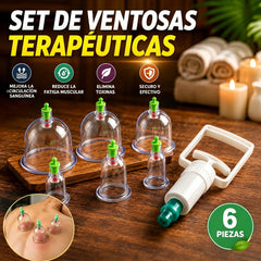🧬 Kit de terapia con ventosas al vacío – Engrosado, bomba de succión, transparente 🩺