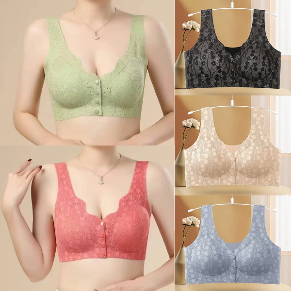 😍【Paquete de 5 Piezas】Sujetador Inalámbrico para Mujer con Botón Frontal ❤️【40-100kg】