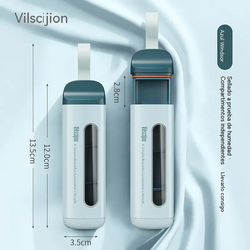 【Compra 1 y llévate 1 gratis】 Mini pastillero con tres compartimentos para uso matutino, vespertino y nocturno, portátil.