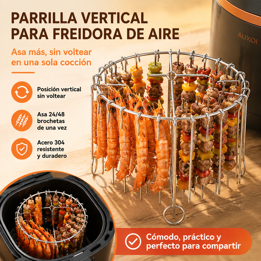 🍖🍗Parrilla de acero inoxidable 304 con 24 brochetas para horno freidora de aire